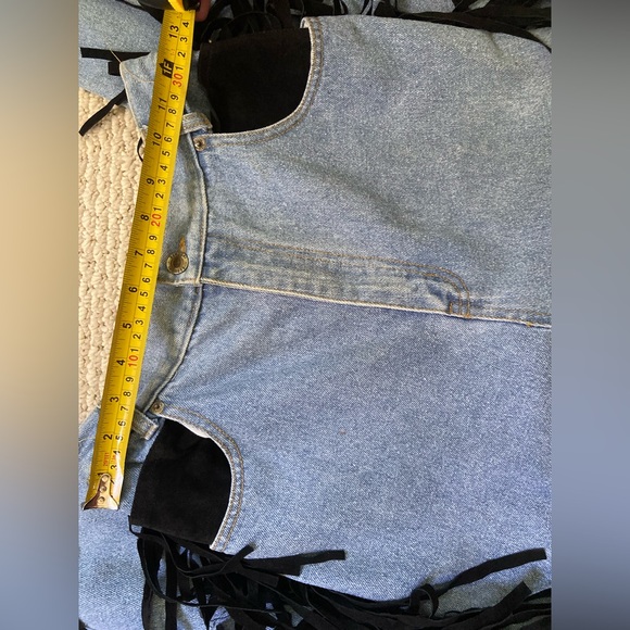 Seruchi Vintage High Waist Denim Jeans with Suede Fringe size 0 - Picture 9 of 10